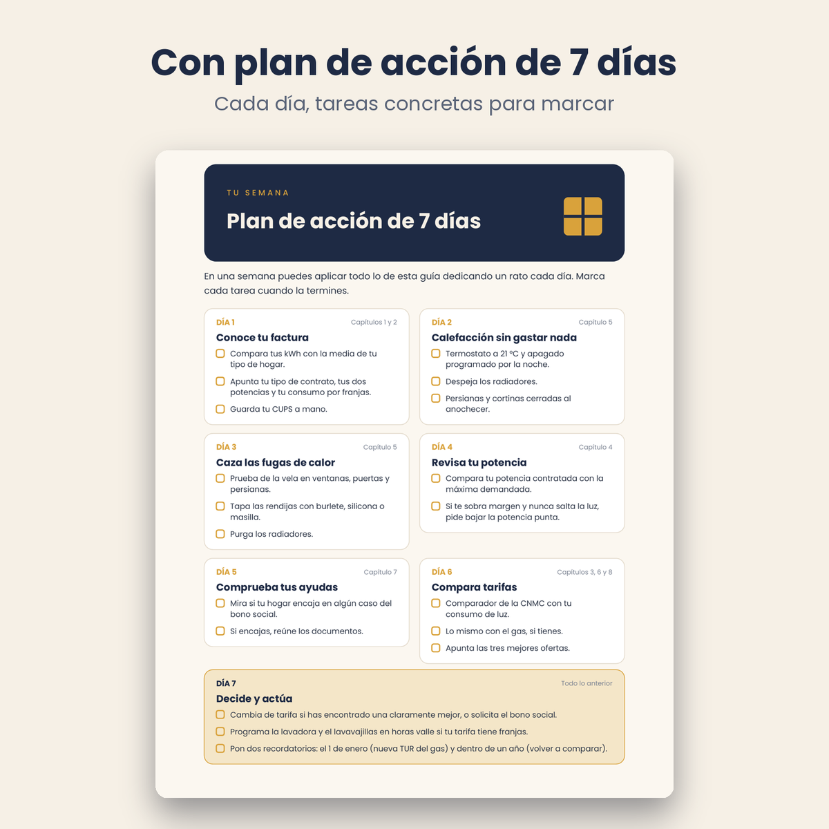 Plan de acción de 7 días para pagar menos en la factura de la luz y el gas