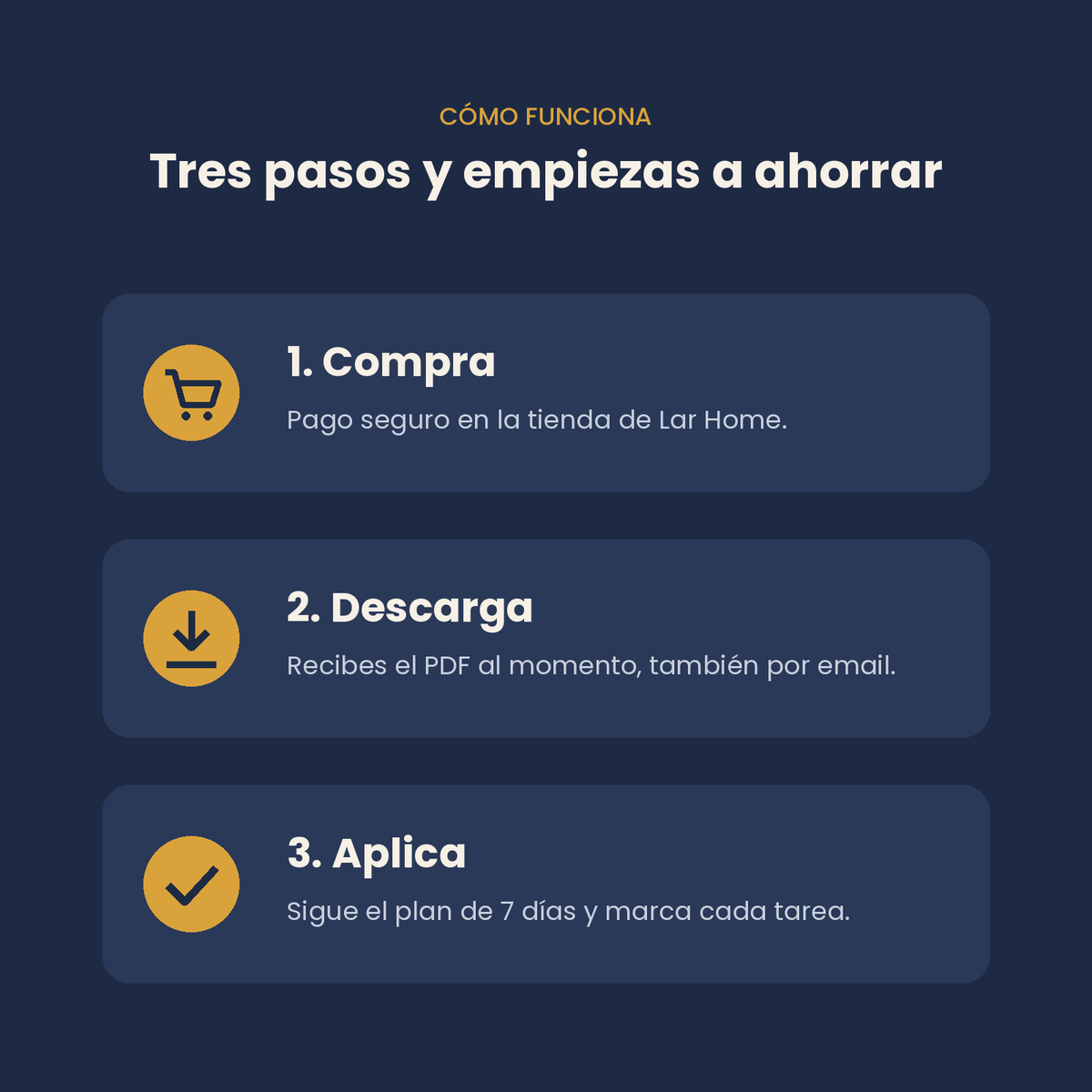 Cómo funciona: compra, descarga inmediata del PDF y aplica el plan